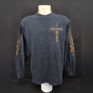 Vintage 1990 Harley Davidson Long Sleeve T-Shirt "90 Anniversary Knife" Size:L.
